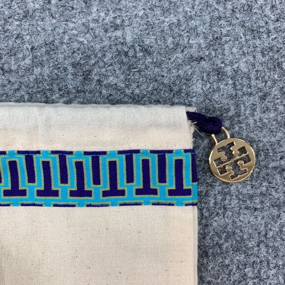 Tory Burch Dust Bag 15 in x 12 in Canvas Drawstring Strap Geometric Trim Charm - Picture 3 of 9